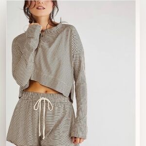 Free People Intimately Seeing Stripes Sleepwear Top- Cropped- Size XS- Top Only
